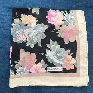 Yves Saint Laurent Floral Scarf - Black, Pink, Gray, Cream